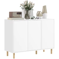 HOMCOM Bufet Modern cu 2 Dulapuri și 3 Rafturi, Mobilier Multifuncțional din Lemn, 107x40x80 cm, Alb(m-11)
