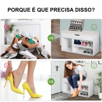 HOMCOM Banco Sapateira com Armazenamento Gaveta Prateleira e Assento Acolchoado para Entrada Estilo Moderno 80x30x47cm Branco(m-7)
