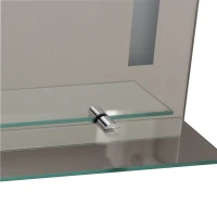 Kleankin Espelho para banheiro com luz LED 16W Interruptor de toque e prateleira inferior Cabo de 1m Estrutura de alumínio 70x50x2,7 cm prata(m-9)