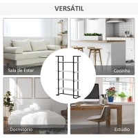 HOMCOM Estante de 4 Níveis Estante de Livros com Armazenamento com Prateleiras com Efeito de Mármore Moderno para Sala de Estar Escritório Cozinha Dormitório 92x35x152cm Preto e Branco(m-5)