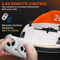 AIYAPLAY 360° Rotation Kids Bumper Car, 12V Waltzer Car with Remote Control, Dual Joysticks, Music Lights, Orange(m-6)