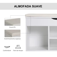HOMCOM Banco Sapateira com Armazenamento Gaveta Prateleira e Assento Acolchoado para Entrada Estilo Moderno 80x30x47cm Branco(m-6)