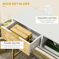 HOMCOM Mesa consola com gaveta e prateleira aberta Estilo moderno Móveis de Corredor Sala de estar 80x30x80,5 cm Ouro branco(m-5)