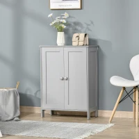 HOMCOM Armário de Sala de Estar com 2 Portas e Prateleiras Interiores Ajustáveis Móvel Auxiliar de Armazenamento Multiuso para Casa de Banho Cozinha Sala de Jantar 60x30x80cm Cinza(m-2)