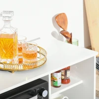 HOMCOM Aparador Auxiliar para Microondas Buffet de Cozinha com 2 Armários com Portas 1 Gaveta e Prateleiras de Armazenamento 90x40x120cm Branco(m-8)