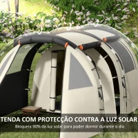 Outsunny Tenda de Campismo Familiar para 2 Pessoas com 2 Ambientes 5 Portas e Bolsa de Transporte Impermeável 460x230x180 cm Caqui(m-5)