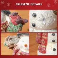 HOMCOM Kerstdecoratie, Sneeuwman met Vogel, 4 warmwitte LEDs, op batterijen, 25 x 15,5 x 38 cm(m-6)