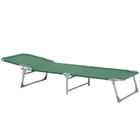 Outsunny Espreguiçadeira Dobrável e Reclinável em 4 Posições com Estrutura Metálica e Tecido Oxford para Exterior 187x58x28 cm Verde(m-11)