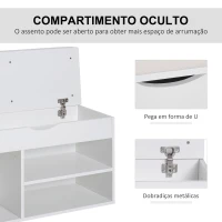 HOMCOM Banco Sapateira com Armazenamento Gaveta Prateleira e Assento Acolchoado para Entrada Estilo Moderno 80x30x47cm Branco(m-4)