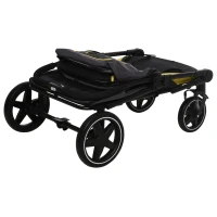 PawHut Hundetrolley bis 30kg klappbar One-klick-system 2 Sicherheitsleinen Aufbewahrungstaschen Gepolsterter Griff Dunkelgrau(m-11)