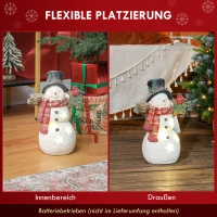 HOMCOM Kerstdecoratie, Sneeuwman met Vogel, 4 warmwitte LEDs, op batterijen, 25 x 15,5 x 38 cm(m-5)