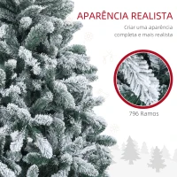HOMCOM Árvore de Natal Artificial Nevado 180 cm com 796 Ramos e Suporte de Metal Árvore Natalina Nevado para Interior Verde(m-5)