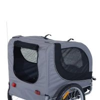 PawHut Hundeanhänger Fahrradanhänger bis 20kg klappbar mit Universalkupplung Reflektoren Flagge lagerbar Stahl+Polyster Grau+Schwarz 130 x 73 x 90cm(m-13)