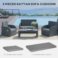 Outsunny Outdoor Seat Cushion Pads for Rattan Furniture, 3 PCs Garden Furniture Cushions, Dark Grey(m-4)