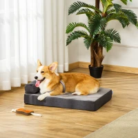 PawHut Cama para Cães Lavável Ortopédica com Almofada e Capa Removível Almofada para Cães de Pelúcia e Espuma Viscoelástica 75x55x20cm Cinza(m-2)