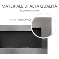 HOMCOM Camino a Bioetanolo da Parete Realizzato in Acciaio Inox con 2 Bruciatori 0.9LT 110 x 54 x 14cm(m-7)