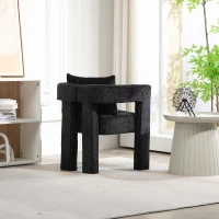 Set of 2 Lounge Chair with Hollow Armrest, Comfortable Cushions and Pillows, Occasional Accent Armchair for Sitting Room, 60x44x65 cm, Black(m-8)