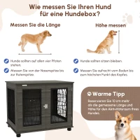 PawHut Hundebox mit Liegekissen, bis 20kg/50cm Körperlänge, Metall, 80x56x63cm, Grau/Holzdekor(m-4)