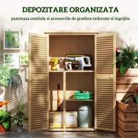 Outsunny Casuta de Gradina cu Acoperis Impermeabil, pentru Depozitarea Uneltelor, 87x46.5x160 cm, Galben(m-5)