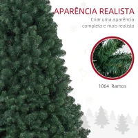 HOMCOM Árvore de Natal Artificial 210 cm com 1064 Ramos de Arame de Memória e Base Recolhível Árvore de Natal Verde(m-7)