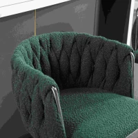 Set of 2 Kitchen Bar Stools with Woven Backs and Silver Base, Height Adjustable Bar Chairs, for Kitchen Island and Pub, 53x51x87 cm, Emerald(m-8)