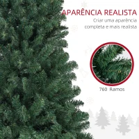 HOMCOM Árvore de Natal Artificial 180 cm com 760 Ramos de Arame de Memória e Base Recolhível Árvore de Natal Verde(m-7)
