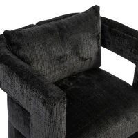 Set of 2 Lounge Chair with Hollow Armrest, Comfortable Cushions and Pillows, Occasional Accent Armchair for Sitting Room, 60x44x65 cm, Black(m-9)