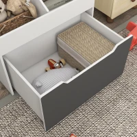 AIYAPLAY Bibliotecă pentru Copii cu 2 Niveluri și Sertar pe Roți, Raft Bibliotecă pentru Jucării și Cărți, 62x40x88 cm, Alb(m-9)