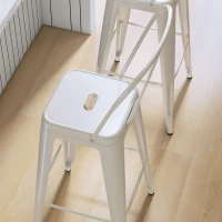 HOMCOM Set 2 Taburete de Bucătărie cu Spătar Detașabil și Reazem pentru Picioare, 44x49x116 cm, Roșu(m-8)