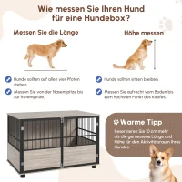 PawHut Hundebox, robust & stilvoll, 100x60x68cm, Walnussholz-Finish & Schwarz(m-4)