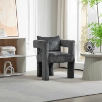 Set of 2 Modern Sofa Chair with Hollow Armrest Design, Cushions and Pillows, 60x44x65 cm, Dark Gray(m-6)