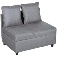 HOMCOM Fotoliu Pat 3 în 1 cu Spătar Reglabil în 5 Poziții și Perne, Canapea Pat, 98x69x65 cm, Gri Închis(m-10)