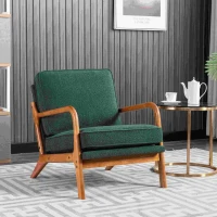 Mid-Century Modern Accent Chair with Solid Wood Frame and Soft Cushion, Comfy Armchair for Living Room, Ergonomic Design, 65x80x76 cm, Emerald(m-4)