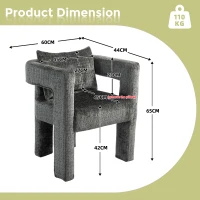 Set of 2 Modern Sofa Chair with Hollow Armrest Design, Cushions and Pillows, 60x44x65 cm, Dark Gray(m-3)