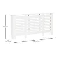 HOMCOM Mobile Copricalorifero Larghezza Regolabile e Mensola Superiore in MDF e Legno, 140-202x19x82.5cm, Bianco(m-3)