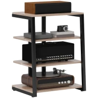 HOMCOM HiFi Stand, with Four Storage Shelves - Grey(m-1)