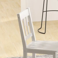 HOMCOM Juego de 4 Sillas de Comedor Silla de Cocina con Respaldo de Listones Marco de Madera de Pino 41x46,5x85,5 cm Blanco(m-9)