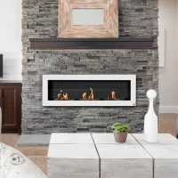 HOMCOM Șemineu de Perete cu Bioetanol și 3 Rezervoare de 1 L, 120x15x40 cm, Alb(m-2)