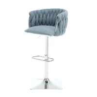 Boucle Fabric Bar Stools with Backs & Sponge Cushions, Set of 2 for Bar, Cafe, Restaurant - Light Blue(m-12)