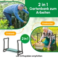 Outsunny Kniebank für Gartenarbeit Klappbarer Gartenhocker Gartenbank Kniehilfe bis 150 kg EVA-Schaumstoff Stahl Dunkelgrün 58 x 28 x 49 cm(m-9)