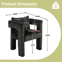 Set of 2 Lounge Chair with Hollow Armrest, Comfortable Cushions and Pillows, Occasional Accent Armchair for Sitting Room, 60x44x65 cm, Black(m-3)