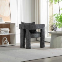 Set of 2 Modern Sofa Chair with Hollow Armrest Design, Cushions and Pillows, 60x44x65 cm, Dark Gray(m-8)