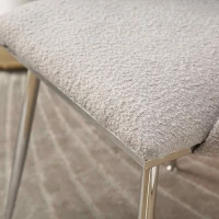 Set of 2 Modern Hand Weaving Dining Chairs with Silver Legs and Armrests, Boucle Upholstered Side Chairs, Set of 2 Dining Chair for Living Room, 54x52x73 cm, Gray(m-10)