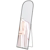 HOMCOM Espelho de Pé Espelho de Corpo Inteiro 50x170 cm com Estrutura de Liga de Alumínio e Suporte para Sala Quarto Preto(m-11)