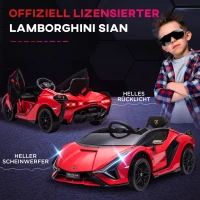 HOMCOM kindervoertuig 2 rijmodi Lamborghini SIAN SUV auto speelgoed elektrische auto met afstandsbediening extra brede banden muziek (MP3 / USB) licht 3–5 jaar PP metaal rood 108 x 62 x 40 cm(m-7)
