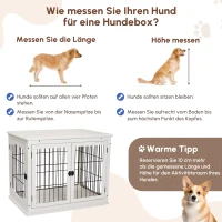 PawHut Transportbox für Hunde 58,5 cm x 81 cm x 66 cm Türen, MDF-Holz Eisen, 58, 5 cm x 81 cm x 66 cm, Weiß(m-4)