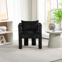 Set of 2 Lounge Chair with Hollow Armrest, Comfortable Cushions and Pillows, Occasional Accent Armchair for Sitting Room, 60x44x65 cm, Black(m-7)