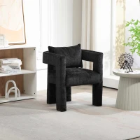 Set of 2 Lounge Chair with Hollow Armrest, Comfortable Cushions and Pillows, Occasional Accent Armchair for Sitting Room, 60x44x65 cm, Black(m-6)