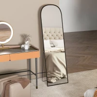 HOMCOM Espelho de Pé Espelho de Corpo Inteiro 50x170 cm com Estrutura de Liga de Alumínio e Suporte para Sala Quarto Preto(m-8)