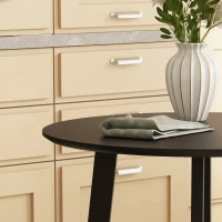 HOMCOM Stół obiadowy dla 2 osób, biała blat, metalowe nogi z nakładkami, Ø72 x 75H cm, Czarny(m-9)